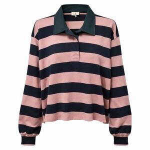 Tuckernuck Warren Rugby Shirt Womens Plus Size XXL Green Pink Stripe Preppy NWT